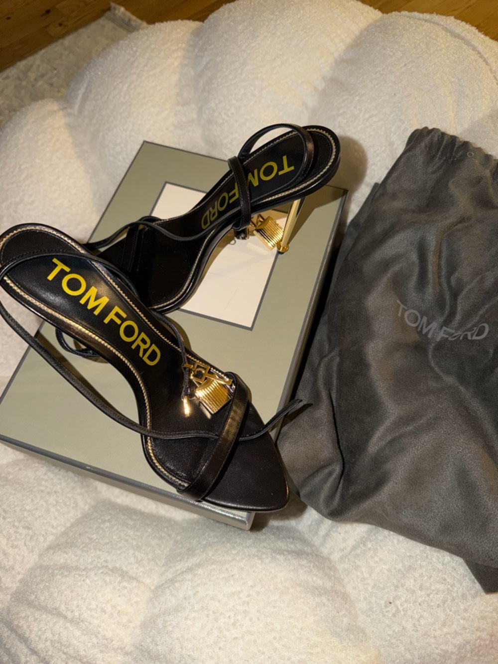 Tom Ford Black Heels with Gold Accents